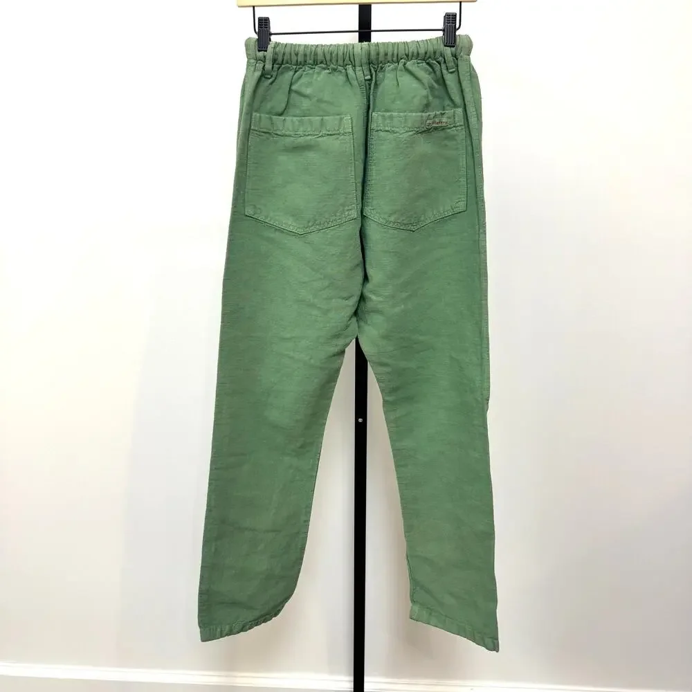 Dr. Collector's P38 Linen Cotton Basil Pants Medium NEW Green Relaxed Fit Rope